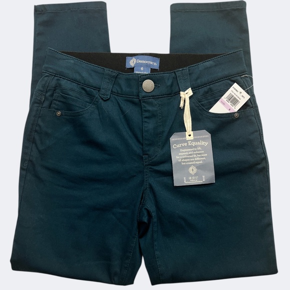 Democracy Pants Womens 6 Teal Ab-Solution Ankle Length Twill Stretch Slimming - Picture 3 of 9